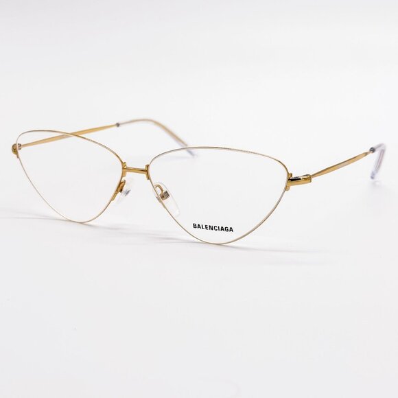 NEW BALENCIAGA EYEGLASSES BB0015O 003 CAT EYE GOLD WOMEN EYEWEAR BALENCIAGA - Picture 3 of 8